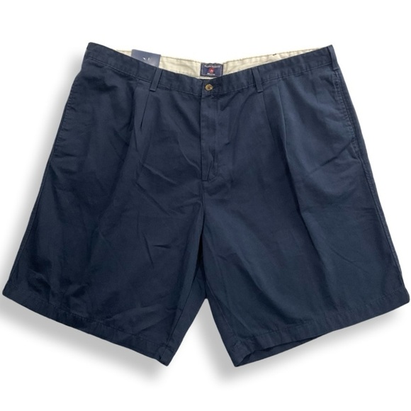 Saddlebred Shorts Mens 44W Big & Tall Navy Blue 100% Cotton Preppy Pleated Golf - Picture 1 of 8
